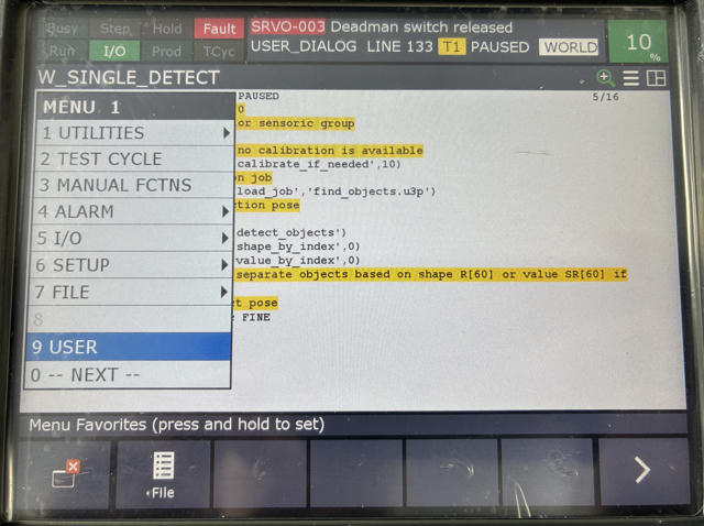 User menu for prompts