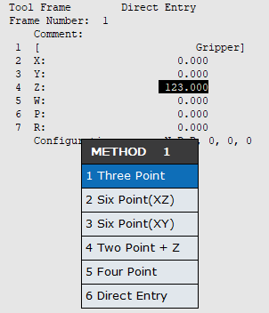 TODO: Tool frame setup