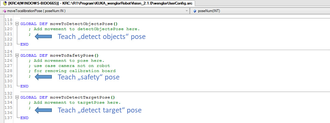 Teach detection, safety and target poses