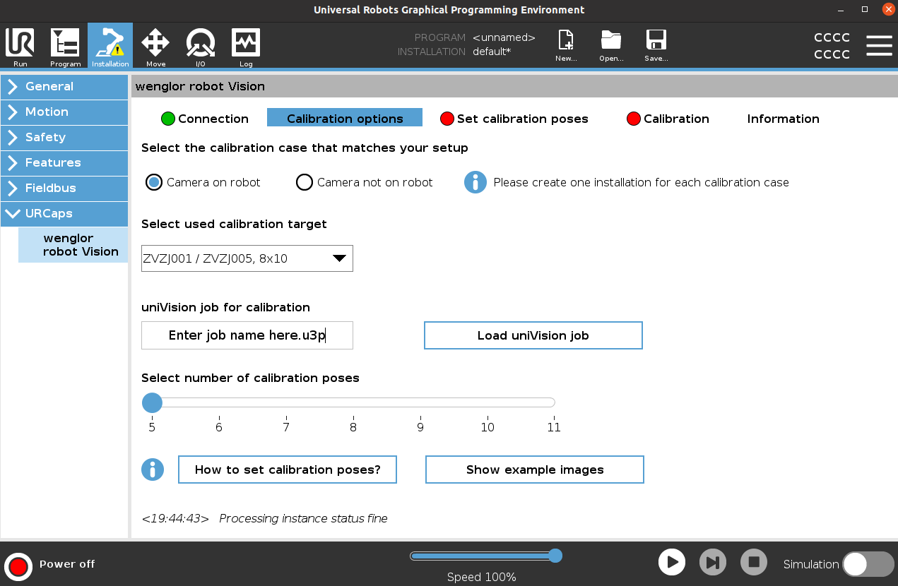 Calibration options tab