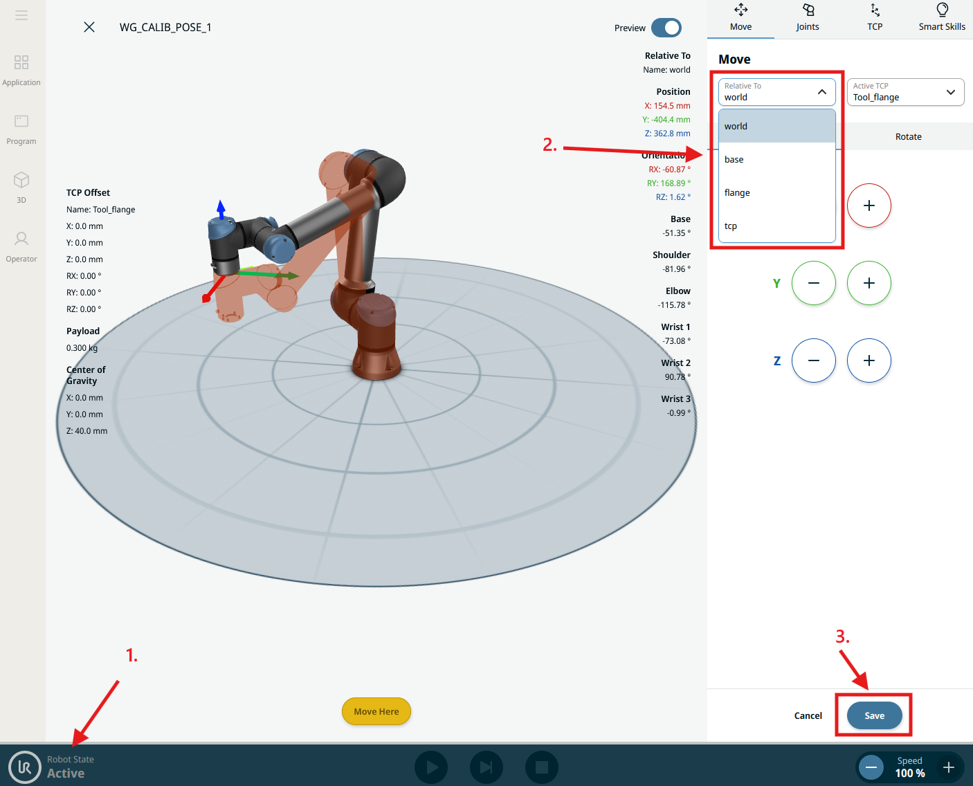 Set reference frame waypoint